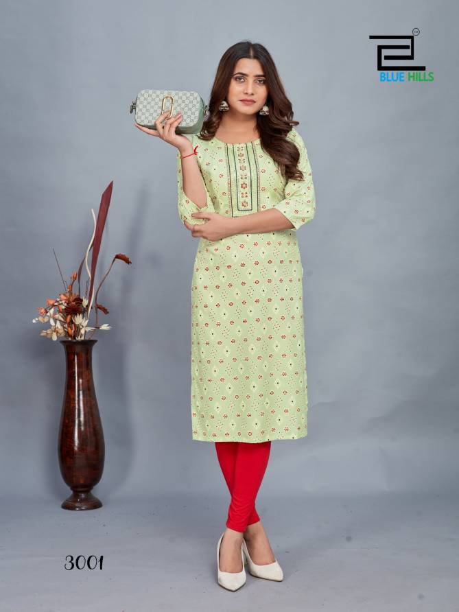 Dream 3 By Blue Hills Printed Straight Kurti Wholesale Price In Surat
